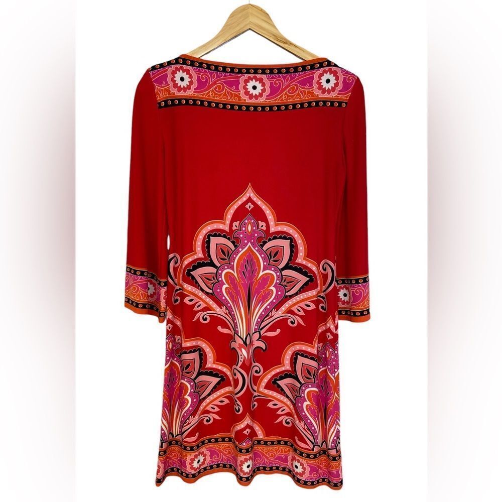 London Times Vibrant Retro Red Shift Dress. Size 4